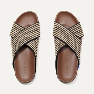 Rothy's The Weekend Slide - Toffee Stripe Size 8.5